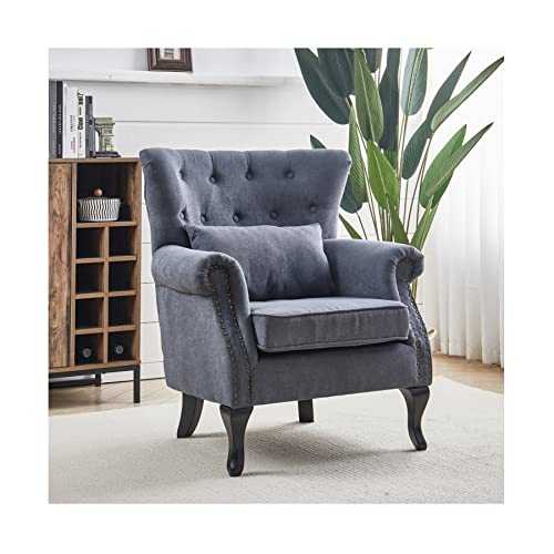 INMOZATA Wing Back Fireside Chair Upholstered Armchair Load Maximum Weight 150kg, Occasional Single Sofa Lounge Chair for Living Room Bedroom Reception (Dark Grey)