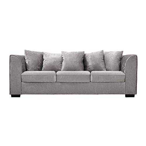 Panana 3 Seater Sofa Corner Sofa Mordern Crushed Velvet Sofa Settee Couch Compact Sofa Living Room Home Office Lounge, Silver