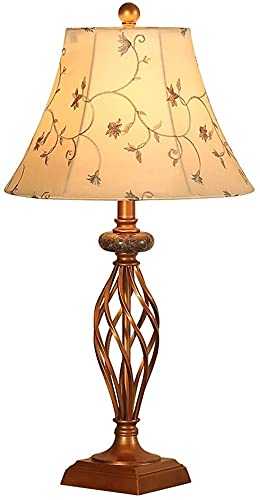 Desk Lamps Traditional Style Accent Light Antique Brass Colour Finish Barley Twist Table Lamp with a Tapered Fabric Shade,Bedside Desk Lamps Large Bedside lamp