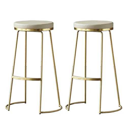 Ontihang Counter High Stools et of 2 PU leather Upholstered Bar stools with Footrests Gold Metal Legs for Bistro Dining Breakfast Kitchen Island