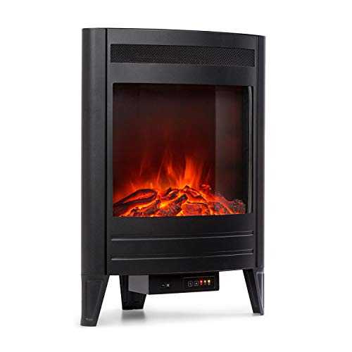 Klarstein Vienna - Electric Corner Fireplace, Electric Fireplace with Flame Effect, Switchable Heating Function, 950 or 1900 Watts, Programmable Weekly Timer, incl. Remote Control, Matte Black