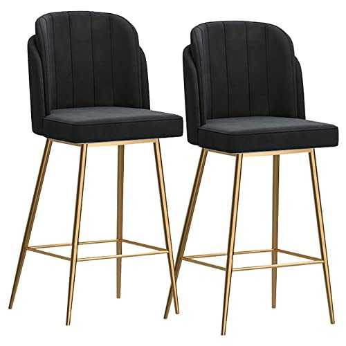 Counter Height Bar Stools Set of 2, Velvet high stool with Back and Footrest, Modern Bar Chairs for Bar/Coffee Kitchen/Living Room (Green Gold Legs) (Black Gold Legs)