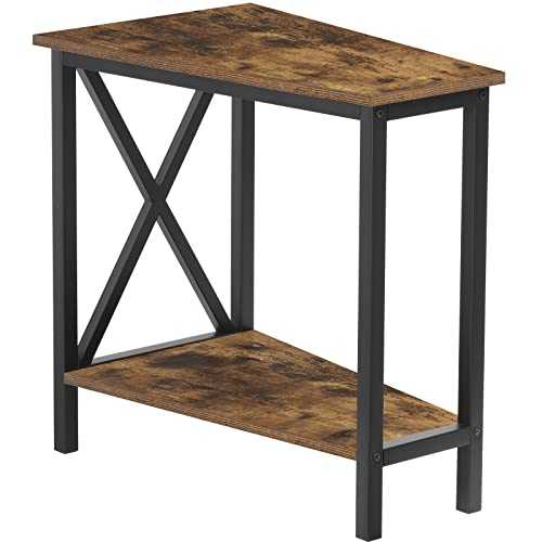 Giikin End Tables in X-Design, Sofa Side Table with Storage Shelf for Living Room, American Heritage Modern Wedge End Table, Small End Tables for Small Spaces, Narrow End Table for Living Room Bedroom