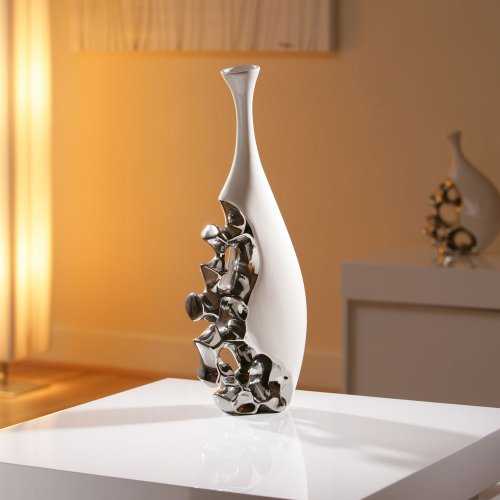 Stunning Modern Vase/Ornament White/Chrome Large Birthday Present 25
