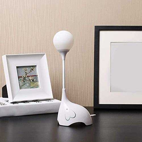 Tiyabdz Table lamp Creative Adorable Durable Dimmable Foldable Elephant Shaped LED Desk Lamp with USB Port, Touch Switch for Decoration of Children, Bedroom, Study, Office, White