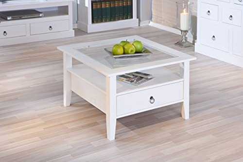 Inter Link Table, pine, White, 75 x 75 x 45 cm