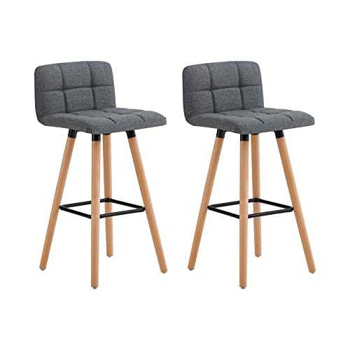 SoBuy® Set of 2 Kitchen Breakfast Barstool, Bar Stool with Fabric Padded Seat (FST50-DGx2)