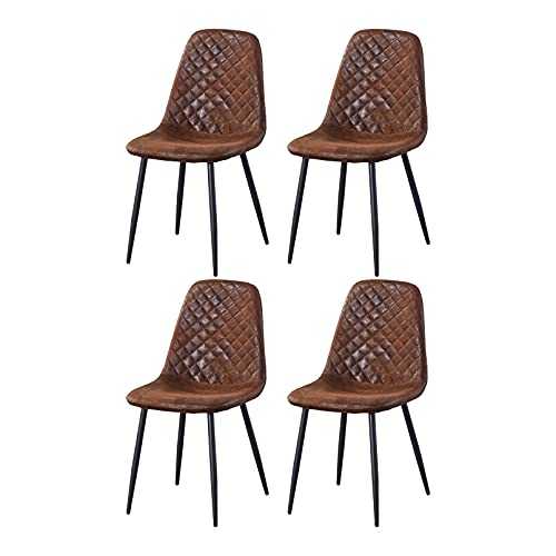 TELLINA Suede Dining Chair Set of 4 Ergonomic Dressing Leisure Home with Matte Metal Legs (Brown, 4)