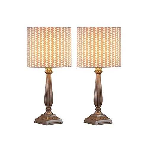 QAZX Table Lamp Bedside Desk Lamps Set Of 2 With Fabric Shade Nightstand Lamp For Bedroom Living Room Office Kids Room Dorm 16.9 Inches Easy to use (Color : Orange)