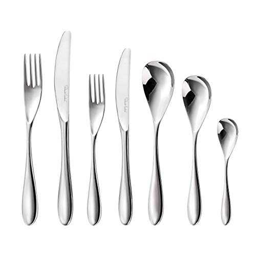 Robert Welch Bourton Bright Cutlery Set, 42 Piece for 6 People. Made from Stainless Steel. Dishwasher Safe. Lifetime Guarantee.