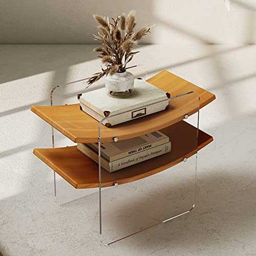 BIN Acrylic Transparent Sofa Side Cabinet Small Coffee Table Wooden Square Table Creative Light Luxury Corner Table