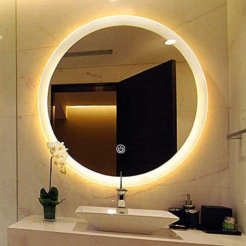 ZCYY Bathroom mirror Smart LED wall hanging toilet mirror round light mirror 50 * 50/60 * 60/70 * 70/80 * 80cm anti-fog and explosion-proof light mirror