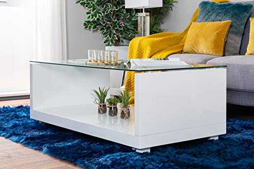 Furniturebox UK Sandro Modern High Gloss And Clear Glass Stylish Coffee Side Hall End Console Table Living Room Set (Coffee Table Only)