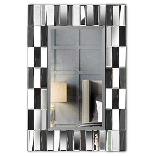 Knightsbridge - Grey Wall Mirror Rectangle 3D Glass Mirrored Effect For Living Room Hall Bedroom
