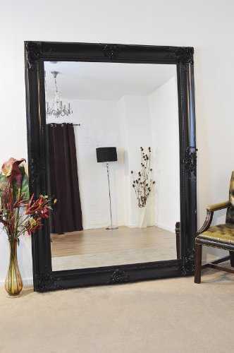 Beautiful Large Black Decorative Ornate Wall Mirror 7ft x 5ft (213 x 152cm)