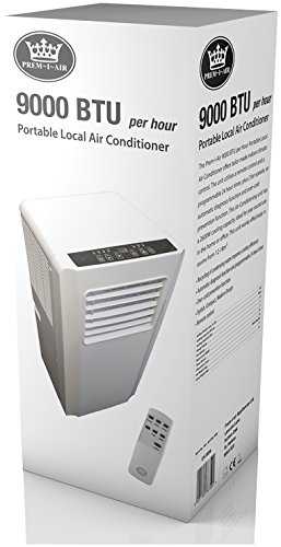 Prem-i-air 9000 BTU Per Hour Mobile Portable Air Conditioner With Remote Control and Programmable 24 Hour Timer plus 2 fan speeds, an automatic diagnosis function and over-cold prevention function
