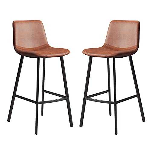 Counter Height Bar Stool 2pcs Fashionable Bar stool Leather Dining Chair with Pedal Work Room BarStools Home Kitchen Step Stools