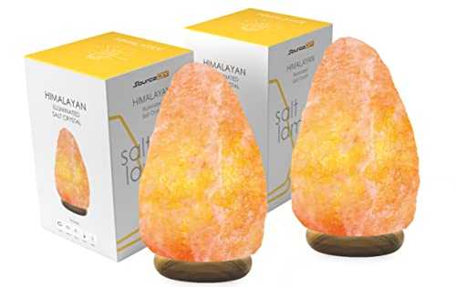 Salt Lamp 2-3 KG (Twin Pack) Pink Crystal Light Home Decor Accessory with UKCA BS Plug Fine Quality Novelty Christmas Gift for Men & Women to Create Cosy Relaxing Environment