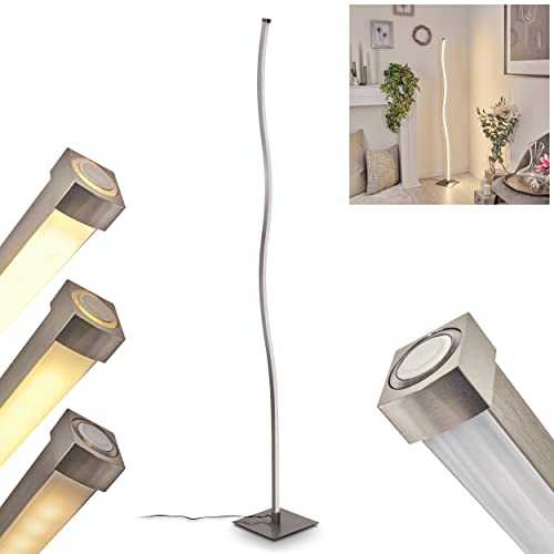 LED Floor lamp Soyo in Nickel-matt Metal, Modern, Sleek lamp with Freely Adjustable Brightness, Thanks to a Touch dimmer, max 1300 Lumen at 3000 Kelvin, 20 Watt [Energy Class A++ to A]