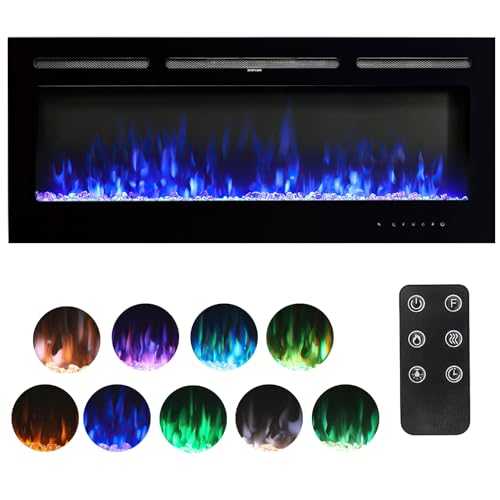 FIDOOVIVIA 40 Inch Electric Fireplace Wall Mounted Electrical Fire Suite with 9 Flame Colour Effect Log & Crystal & Remote Control, 220V-240V/50Hz, 900/1800W