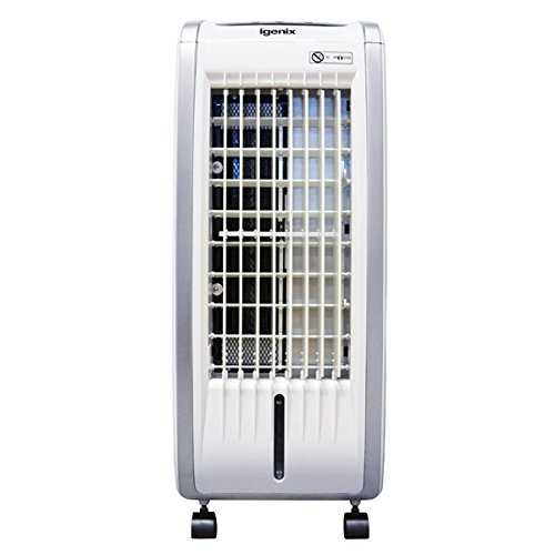 Igenix IG9704 Portable 4-in-1 Evaporative Air Cooler with Fan Heater, Humidifier and Air Purifier Functions, 3 Fan Speeds with Oscillation, 7.5 Hour Timer and Water Tank, 5 Litre, White