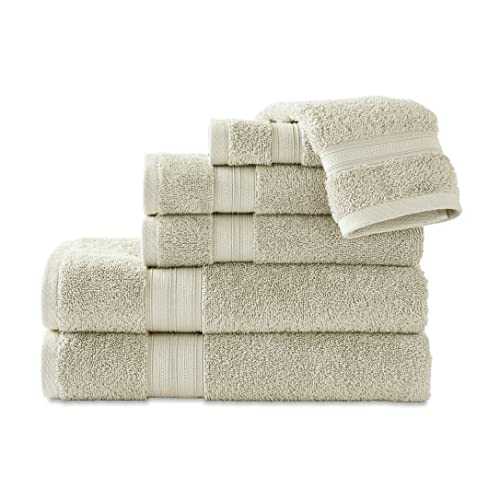 Scott Living Crescent Hygro Cotton Solid 6-Piece Towel Set | Softer & Fluffier wash After wash | Rainy Day Gray |2 Bath Towels | 2 Hand Towels | 2 Wash Towels