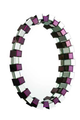 Premier Housewares Cubed Frame Oval Wall Mirror, 78 x 106 x 13 cm - Purple/Clear