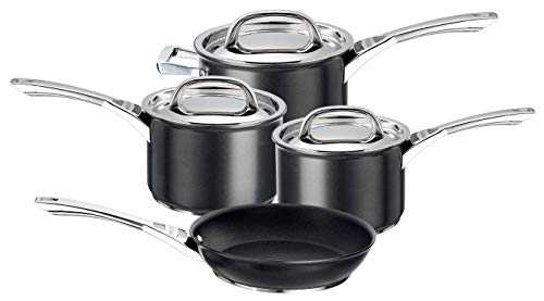 Circulon Infinite Saucepans and Frypan Set of 4 – Non-Stick - stainless steel lids - Hard Anodized Aluminium Cookware