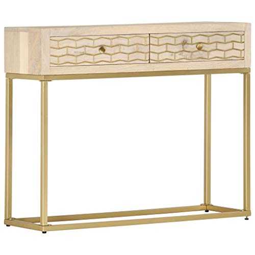 Console Table, Entryway Side Table Entrance Table Sofa Hallway Table Hall Desk Dressing Table Console Table Gold 90x30x75 cm Solid Mango Wood