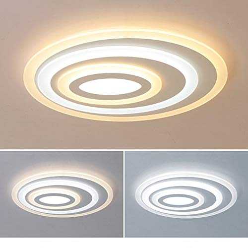 DKEE LED Ceiling Lamp UFO Iron Acrylic Chandelier Circle Ring White Yellow Warm Light Dining Living Study Room Bedroom Simple Modern Ceiling light