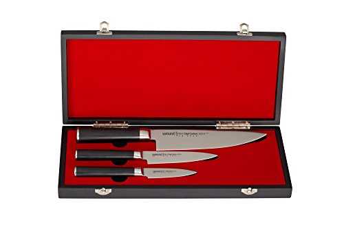 Samura MO-V Professional Japanese ?hef's Starter Knife Set: Paring Knife, Utility Knife, Chef. Hardness 59 HRC