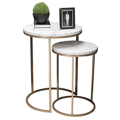 Modern Side End Table Round Marble Top Nesting Tables Coffee Table (Set of 2) Home Décor