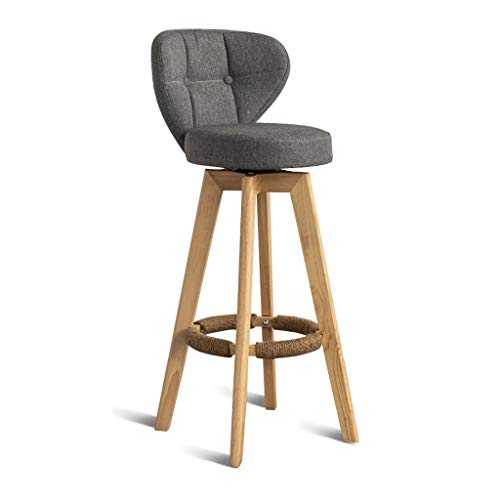 CHY Wooden Swivel Leather Barstools, Kitchen Bar Stools With Back, Extremely Comfy Bar Stool Set Of 4 (Color : Gray, Size : Bar stools set of 2)