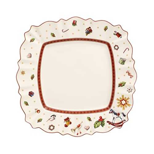 Villeroy & Boch Plate, Porcelain, Multi-Colour, 28,5 x 28,5 x 8 cm, White/Red, Dinner