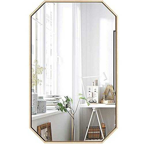 ZCYY Bathroom mirror Octagonal Mirror Toilet Mirror Toilet Mirror Hotel Wall Mount Mirror Metal Mirror 40 * 60/50 * 70/60 * 90cm Golden Iron Makeup Mirror