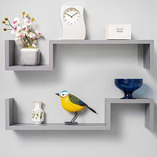 Gatton Design Floating Shelves | Grey | Wall Mounted S Shape Design | Shelves for Wall | Wall Shelves for Bedroom, Living Room, Bathroom & Kitchen | Floating Shelf | Preassembled Decor Wall Shelf