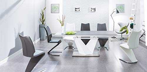 Alaras II Black Glass and White High Gloss Modern Extendable Dining Table (120 (180) x 80 cm)