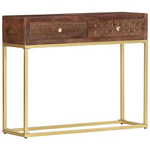 vidaXL Solid Mango Wood Console Table Bedroom Hallway Living Room Accent Tables Cabinets Table Under Mirrors Furniture 90x30x75cm