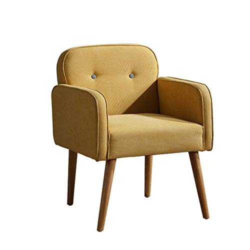 Armchair Single Sofa Retro Linen Fabric Tub Chair Solid Wood Legs Occasional Couches for Living Dining Dressing Room Bedroom Reception Office Cafe-B