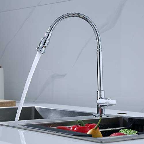 Kitchen faucet, 360 degree rotation, cold water tap with a flexible neck, for bars, bathrooms, laundry rooms, garden