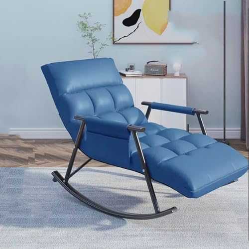 Rocking Chair Lounge Recliner Armchair for Living Room Bedroom, Back Adjustable Comfy Accent Chair,Modern Rocker Glider Waterproof Fabric Patio Rocking Chair (Color : Blue)