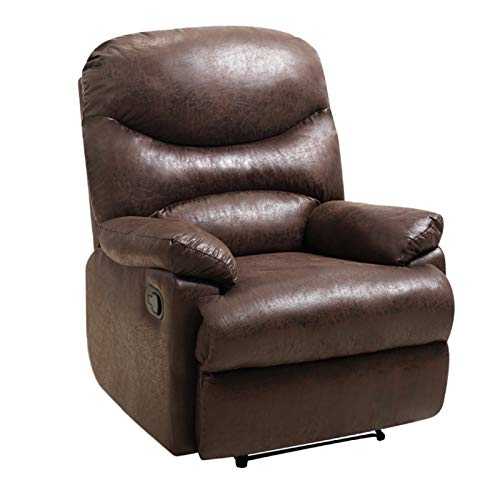 Warmiehomy Recliner Chair PU Leather Single Reclining Sofa Armchair with Footrest and Armrest for Lounge Cinema Living Room Home Office (Brown, PU Leather)