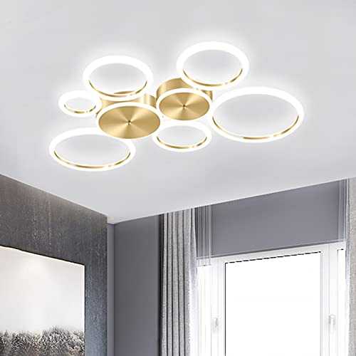 Modern Ceiling Light, 7 Heads Golden Round Personalized LED Ceiling Lamps With White Light, Suitable for Living Room and Bedroom