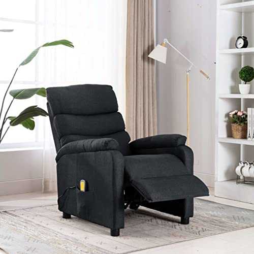 Gecheer Electric Recliner Chair Massage Recliner Massage Reclining Chair Leather Armchair Massage Swivel Heated Gaming Adjutable Reclining Chair for Living Room Office Lounge Dark Grey Fabric