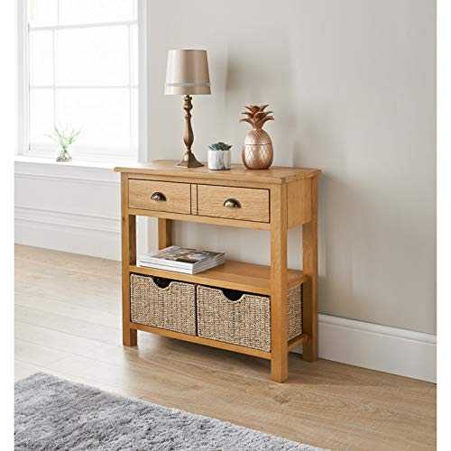 wiltshire Oak Console Table with Storage Baskets