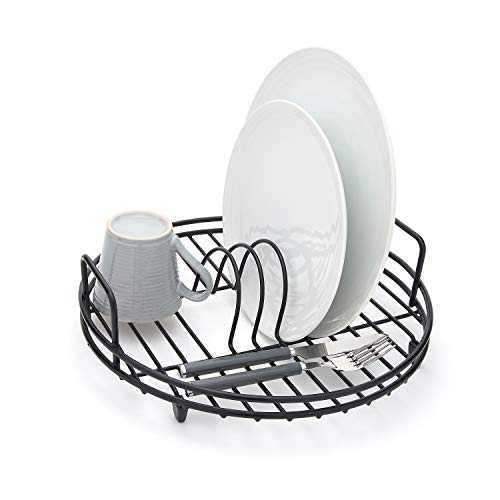 simplywire - Circular Dish Drainer - Round Sink Drying Rack - Black