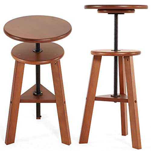 VISWIN Wooden Drafting Stool, 19-26" Adjustable Height, Solid Beech Wood Stool for Studio, Office, Home Kitchen, Bars, Artist Stool Chair for Painting