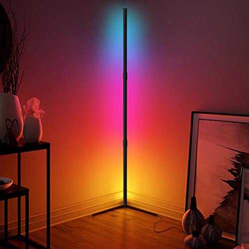 Led Floor Lamp - JFIEEI Corner Floor Lamp, 20W Nordic Dimmable Colour Changing Floor Lamp with Remote Control 10 Brightness Levels RGB Standing Lamp for Living Room (Straight Corner Lamp)
