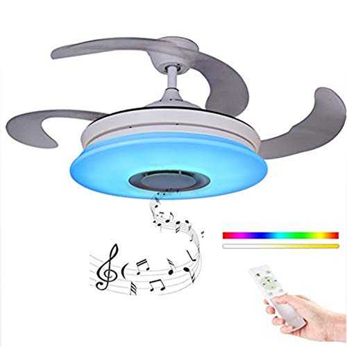 Ceiling Fan with Light and Remote Control60w, Alexa RGB Starry Sky Ceiling Lamp Dimmable with Bluetooth Speaker Music Ceiling Lamp, Modern Retractable Blades Foldable Chandelier