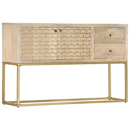 Tidyard Sideboard, Side Cabinet with Storage, Console Table with Storage Gold 120x30x75 cm Solid Mango Wood